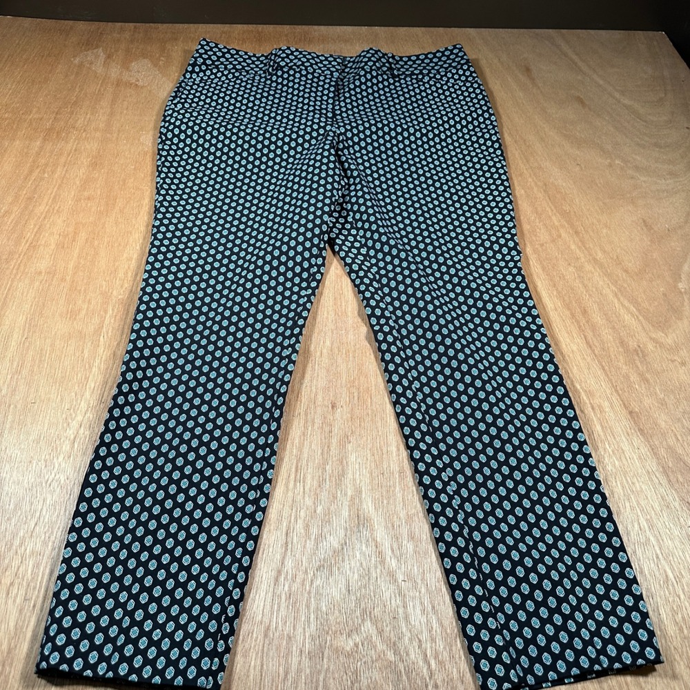 The Limited Dress Pants Women 14 Black Teal Geometric Signature Slim Trousers